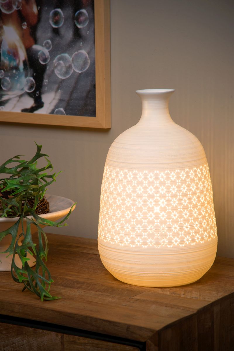 Lucide TIESSE - Stolná lampa - Ø 18,6 cm - 1xE14 - biela